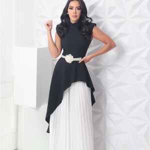 Elegant Black and White Pant Set